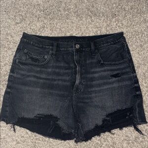 American Eagle Black Distressed Denim Stretch shorts size 12